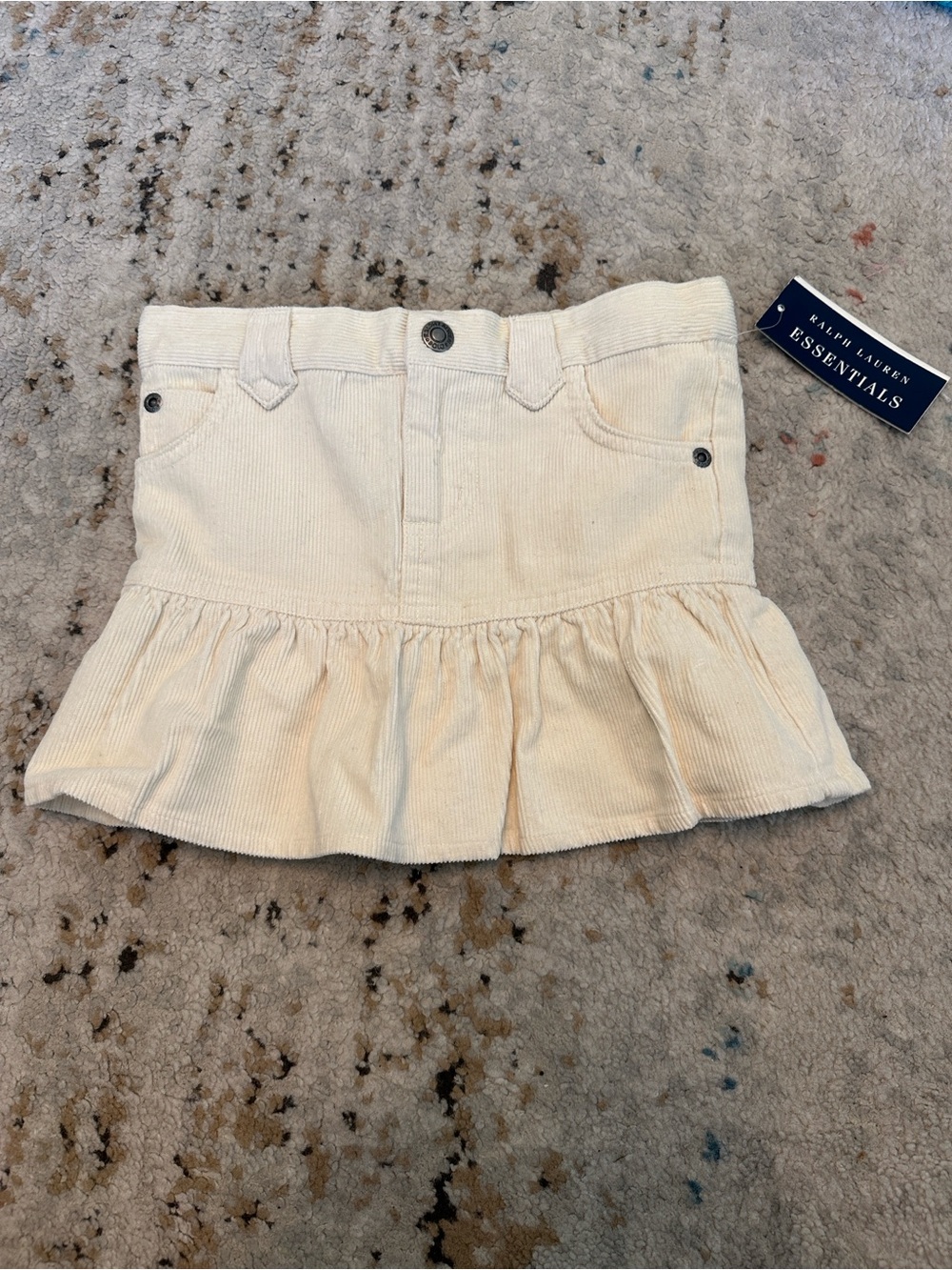 Vintage Ralph Lauren Cream Corduroy Ruffle Hem Kids Toddler Skirt